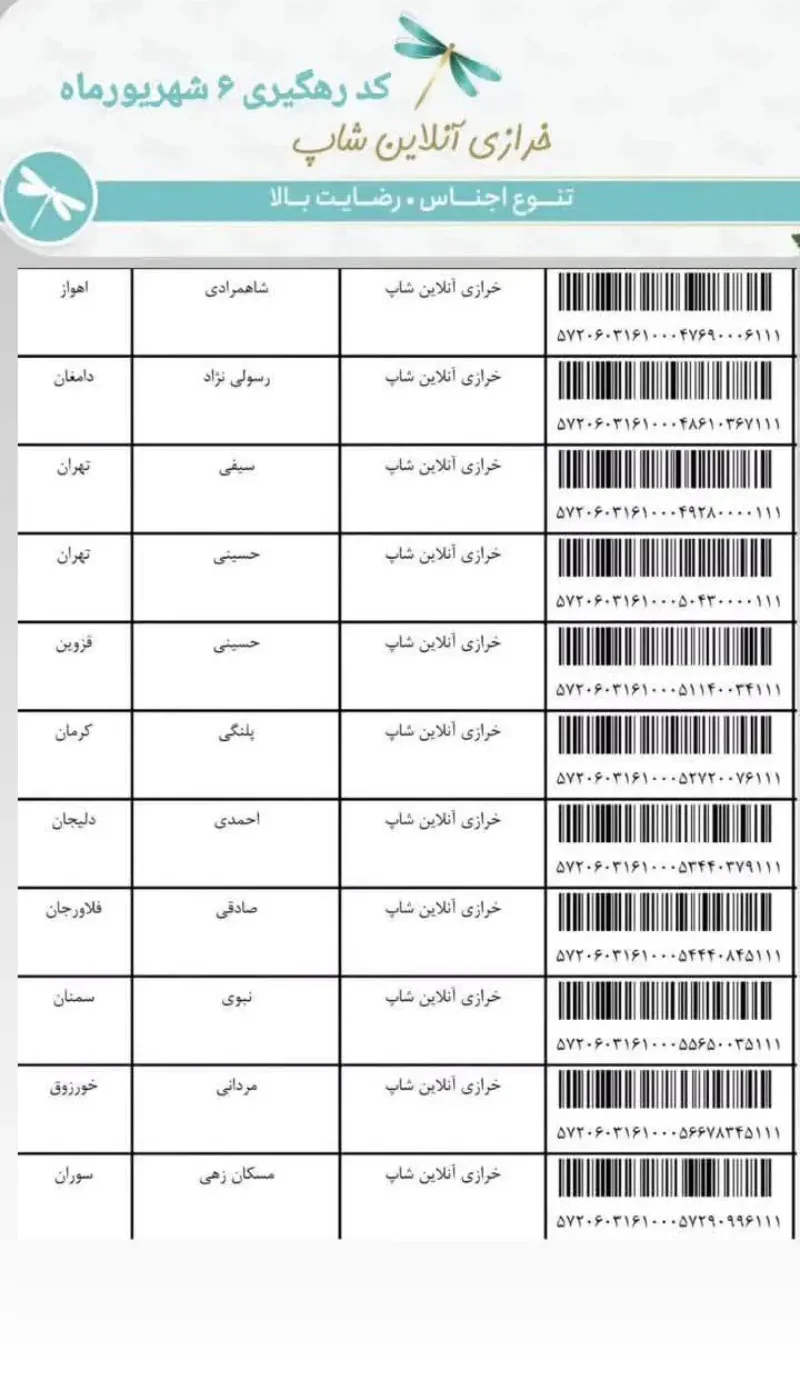 رهگیری 6شهریور