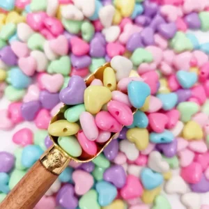 مهره رنگی پاستیلی قلب متوسط (100گرم)