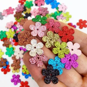 برش شکوفه های اکلیلی رنگارنگ 1/5سانت (بسته 100عددی)