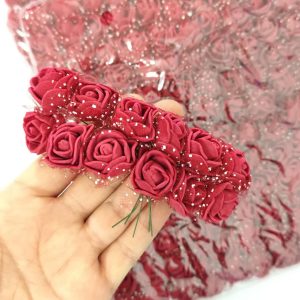 گل فومی توردار آلبالویی (بسته ۱۴۴ عددی)